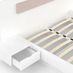 IDMarket Lit double 140x190 blanc avec tête de lit et chevets* Meubles Blancs|Chambre Complète Adulte