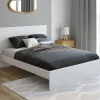 IDMarket Lit double 140x190 cm avec tête de lit et sommier blanc* Collection Moderne|Chambre Complète Adulte