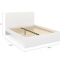 IDMarket Lit double 140x190 cm avec tête de lit et sommier blanc* Collection Moderne|Chambre Complète Adulte