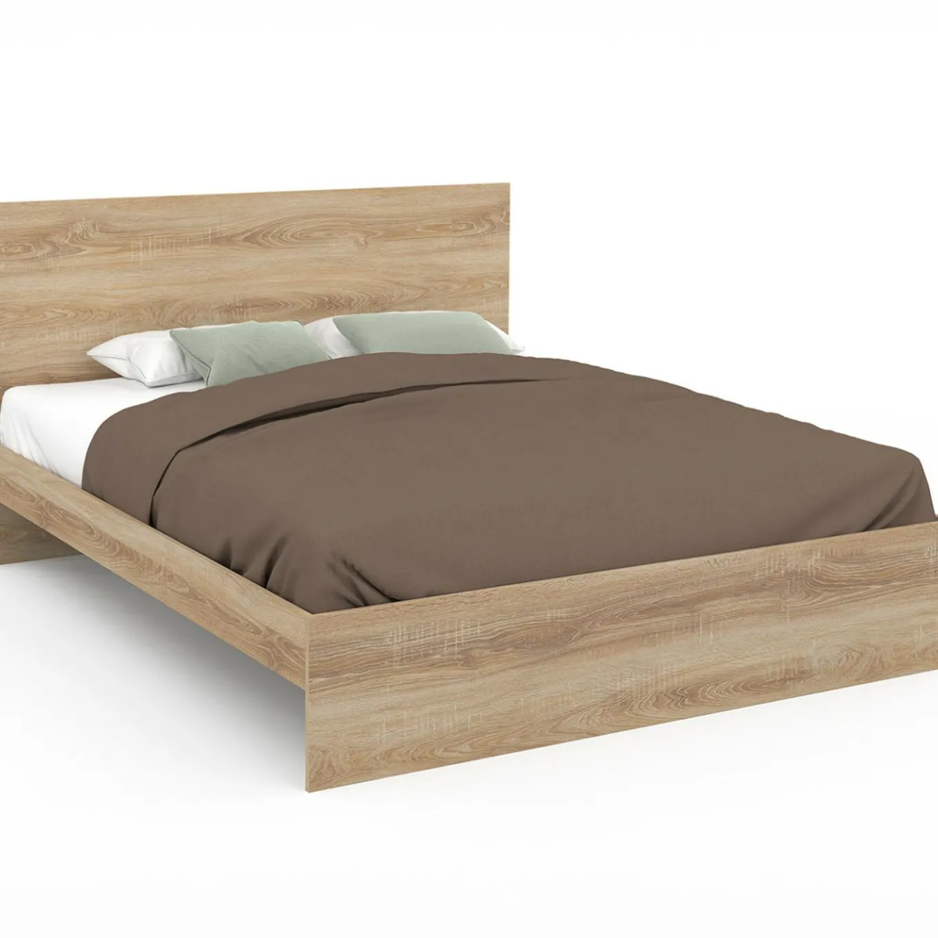 IDMarket Lit double 160x200 cm avec tête de lit et sommier hêtre* Collection Moderne|Lits Avec Sommier