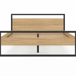 IDMarket Lit double 140x190 cm style industriel avec sommier* Collection Industrielle|Chambre Complète Adulte