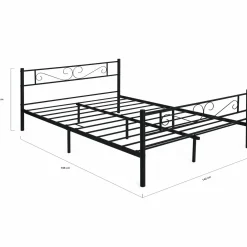 IDMarket Lit en métal 140 x 190 cm avec sommier* Collection Métal|Lits Avec Sommier