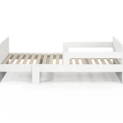 IDMarket Lit simple évolutif 90 x 140/190 cm avec sommier et barrières bois blanc*Enfant Lits Enfant