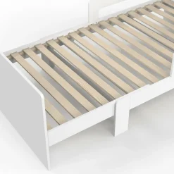IDMarket Lit simple évolutif 90 x 140/190 cm avec sommier et barrières bois blanc*Enfant Lits Enfant