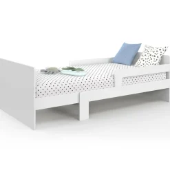 IDMarket Lit simple évolutif 90 x 140/190 cm avec sommier et barrières bois blanc*Enfant Lits Enfant