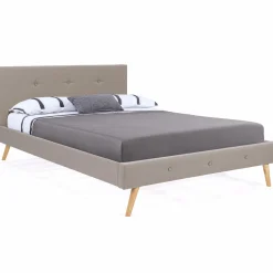 IDMarket Lit style scandinave 140 x 190 cm beige effet lin* Collection Scandinave|Chambre Complète Adulte