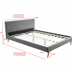 IDMarket Lit style scandinave 140x190 cm gris* Collection Scandinave|Chambre Complète Adulte