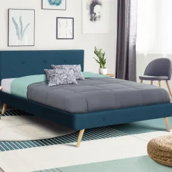 IDMarket Lit style scandinave 160x200 cm bleu canard* Collection Scandinave|Chambre Complète Adulte