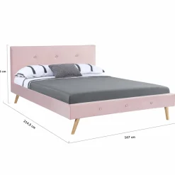 IDMarket Lit style scandinave 140x190 cm rose* Collection Scandinave|Chambre Complète Adulte