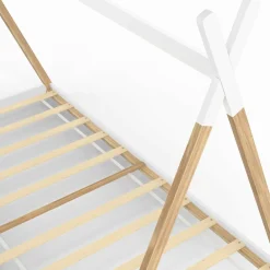 IDMarket Lit tipi enfant sommier bois et blanc*Enfant Lits Enfant|Lits Avec Sommier