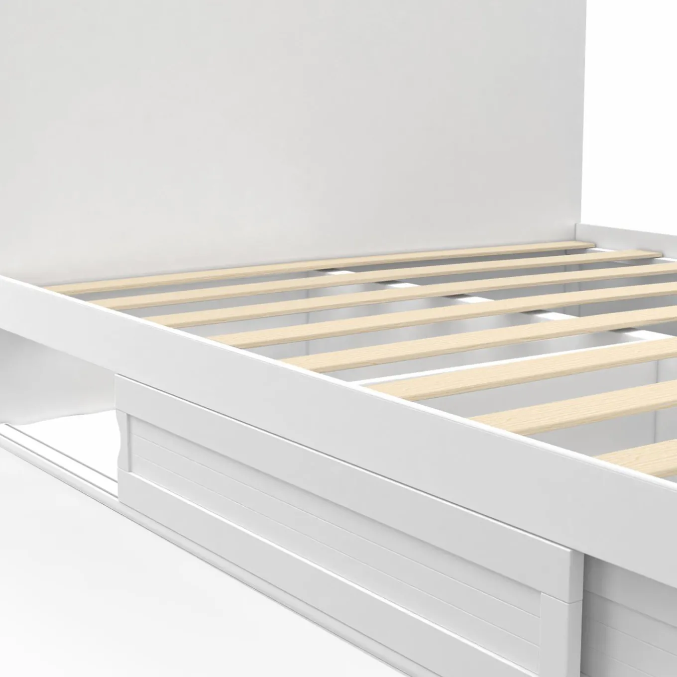 IDMarket Lit 140x190 cm blanc avec rangements, tête de lit et sommier* Collection Contemporaine|Lits Avec Sommier