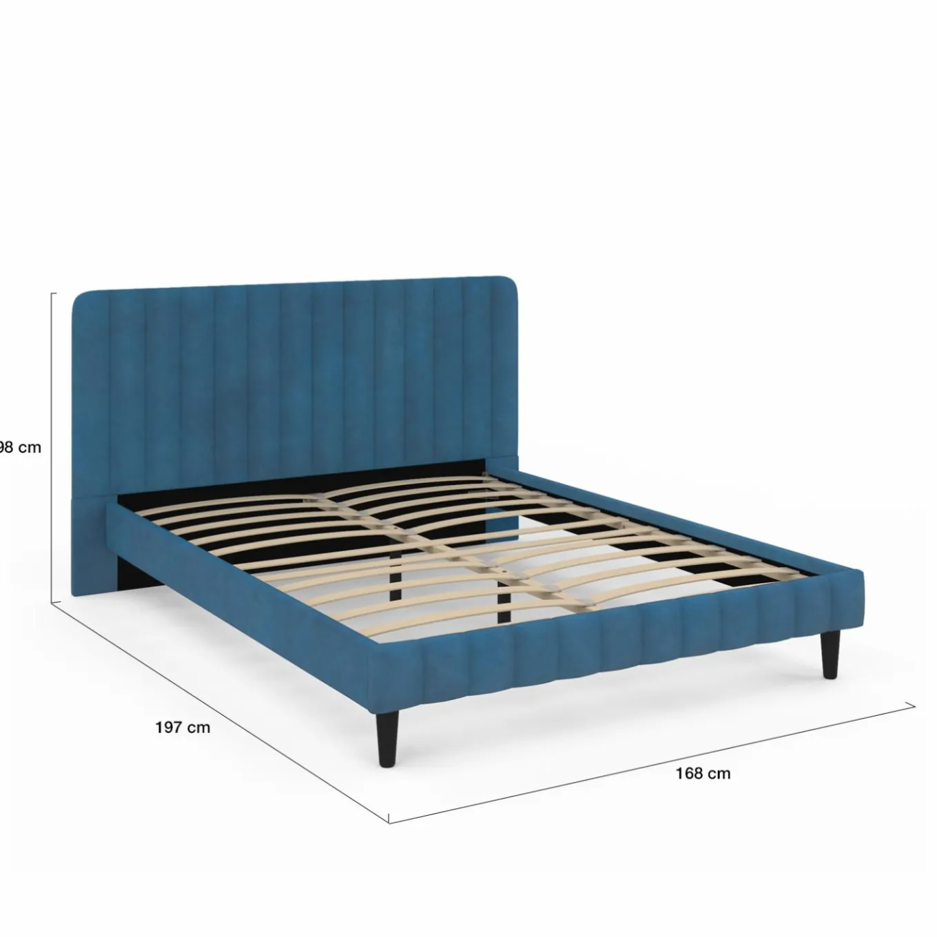 IDMarket Lit 140x190 cm velours bleu avec tête de lit et sommier* Lits Avec Sommier|Chambre Complète Adulte