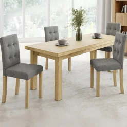 IDMarket Lot 4 chaises capitonnées gris chiné* Collection Scandinave|Salle À Manger Complète