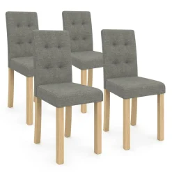 IDMarket Lot 4 chaises capitonnées gris chiné* Collection Scandinave|Salle À Manger Complète