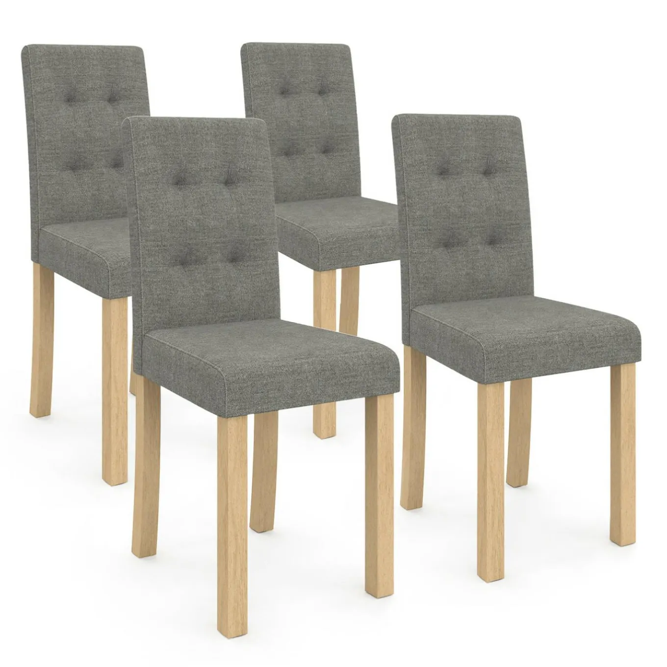 IDMarket Lot 4 chaises capitonnées gris chiné* Collection Scandinave|Salle À Manger Complète