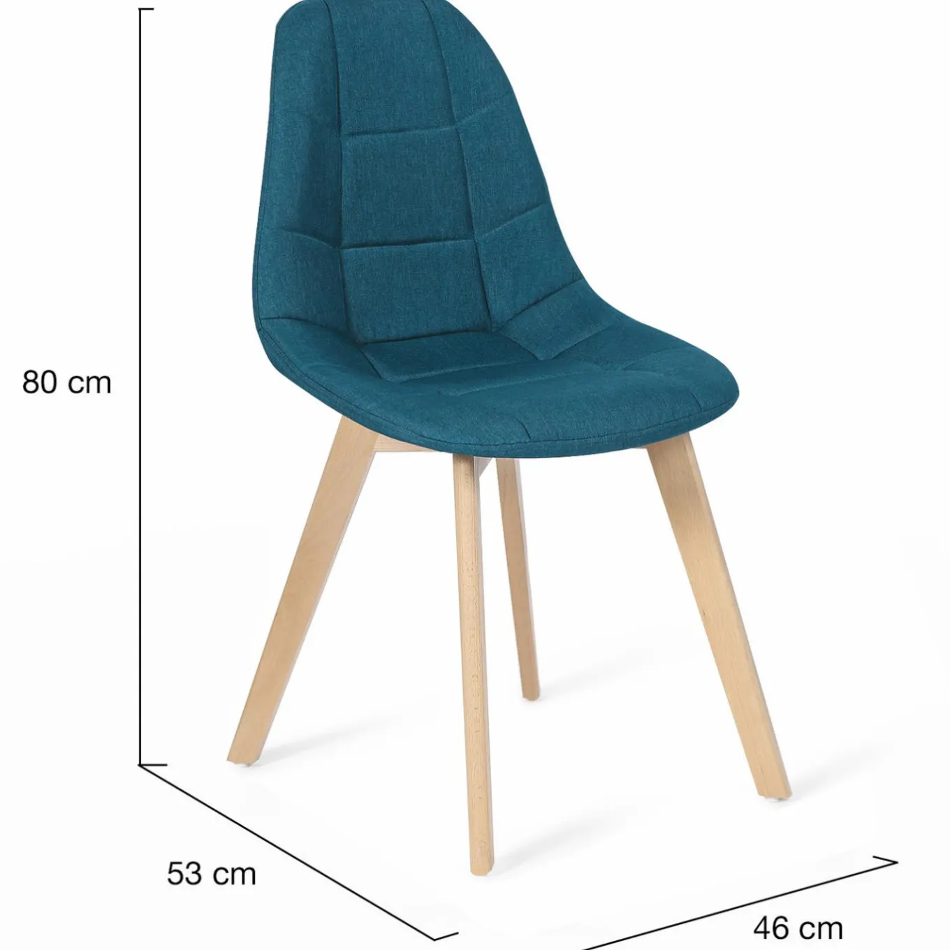 IDMarket Lot 4 chaises scandinaves bleu canard* Collection Scandinave|Salle À Manger Complète