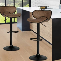 IDMarket Lot 2 tabourets de bar marron réglables* Collection Vintage|Tabourets De Bar