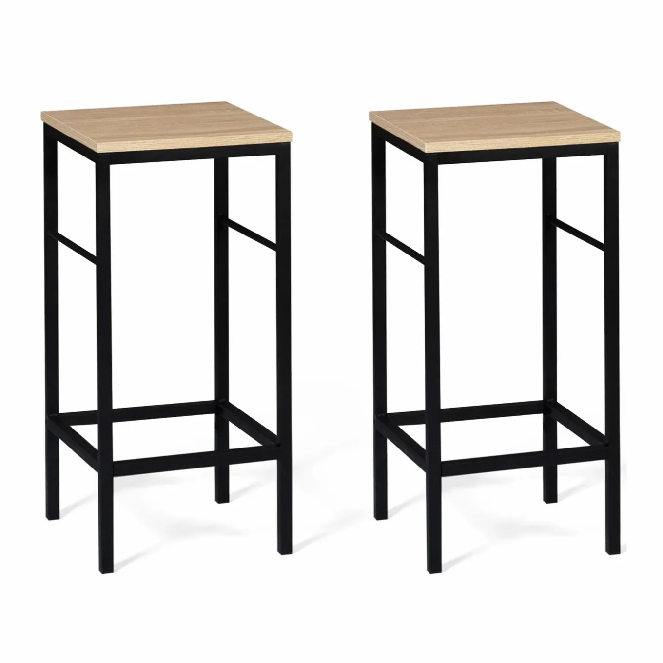 IDMarket Lot 2 tabourets de bar style industriel bois et métal* Collection Industrielle|Tabourets De Bar