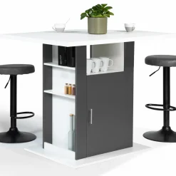 IDMarket Îlot central bois blanc et gris 110 cm* Meubles Hauts|Collection Design