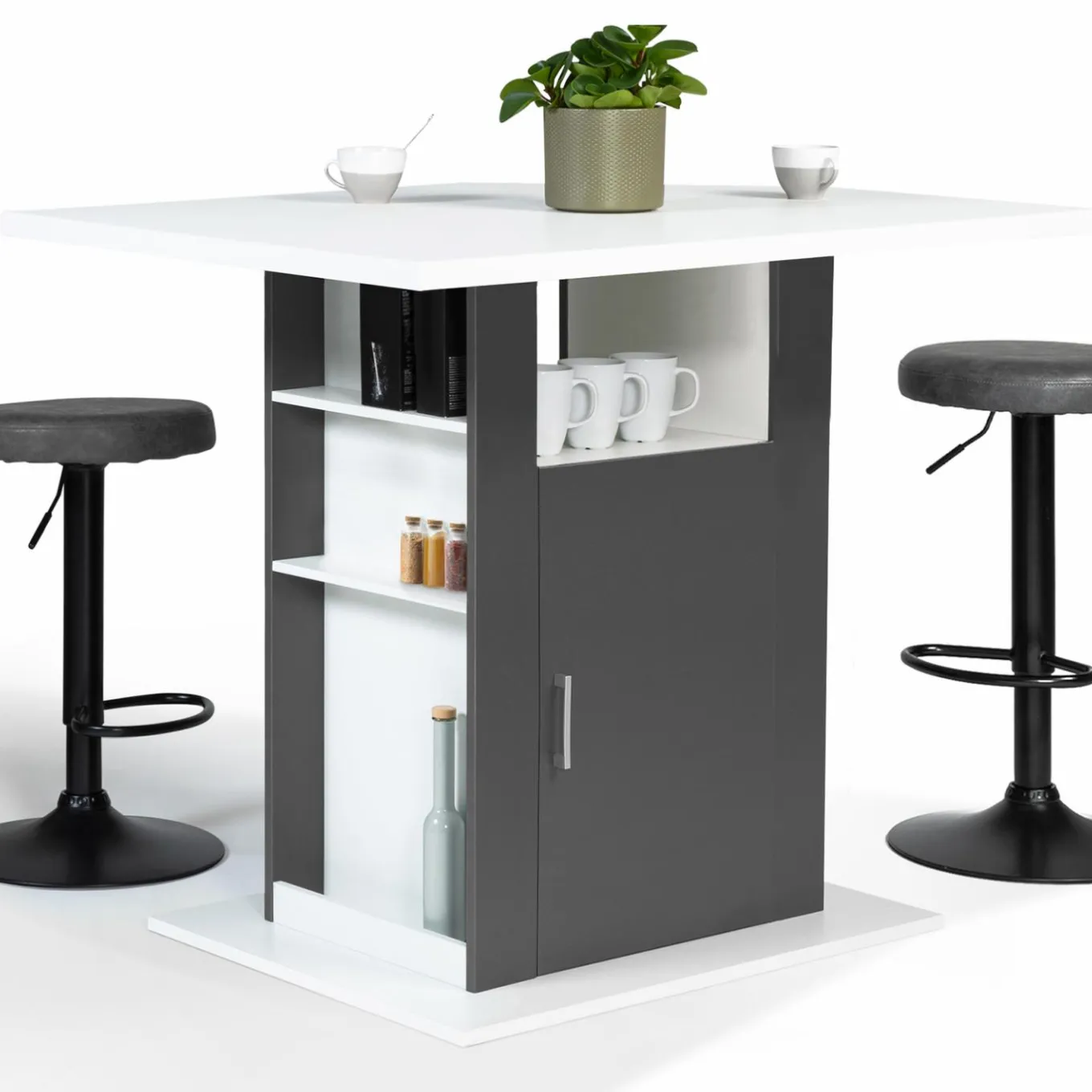 IDMarket Îlot central bois blanc et gris 110 cm* Meubles Hauts|Collection Design