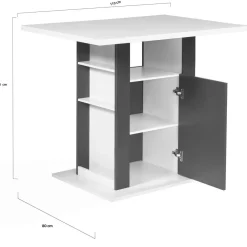 IDMarket Îlot central bois blanc et gris 110 cm* Meubles Hauts|Collection Design