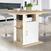 IDMarket Îlot central bois blanc et imitation hêtre 110 cm* Meubles Hauts|Collection Design