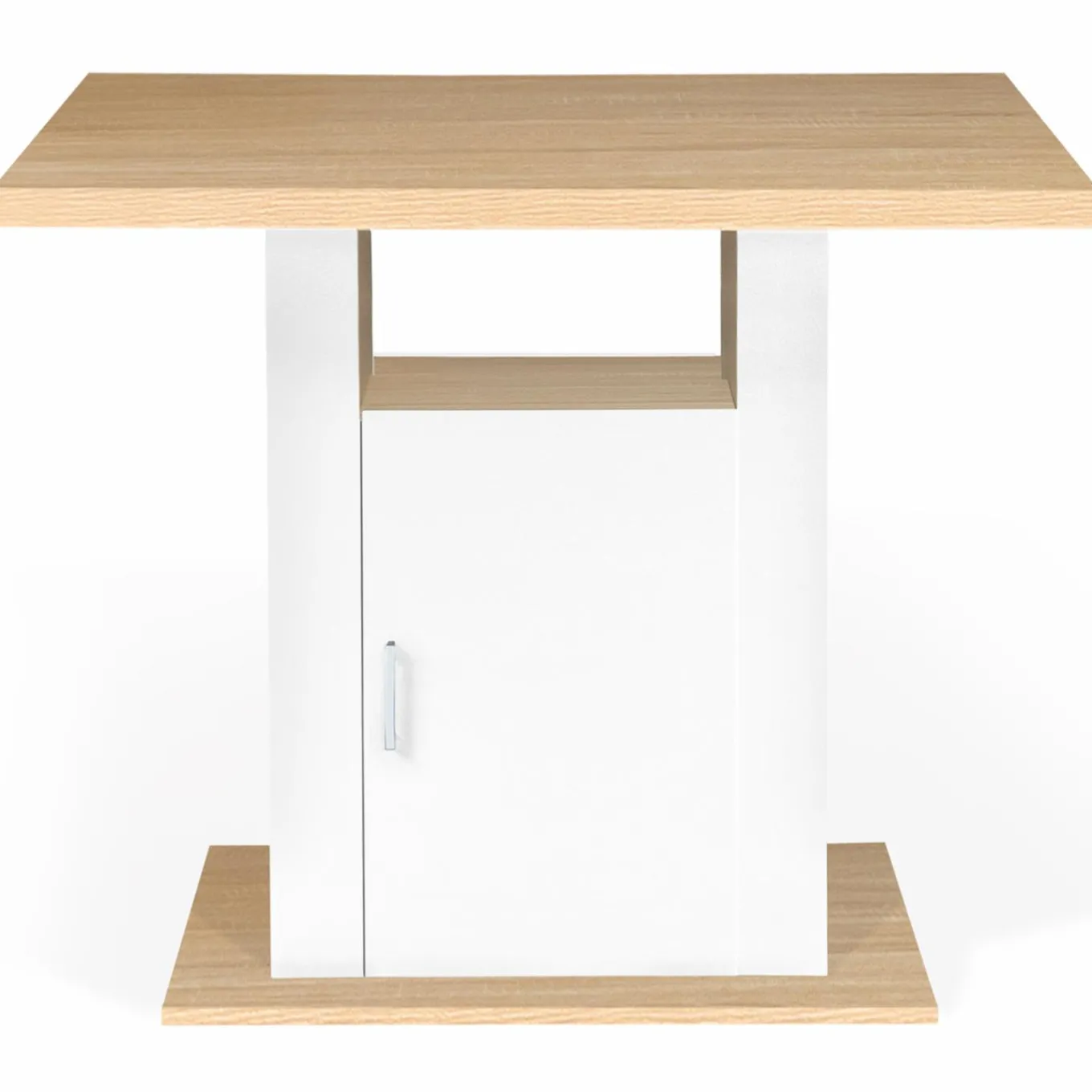 IDMarket Îlot central bois blanc et imitation hêtre 110 cm* Meubles Hauts|Collection Design