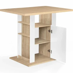 IDMarket Îlot central bois blanc et imitation hêtre 110 cm* Meubles Hauts|Collection Design