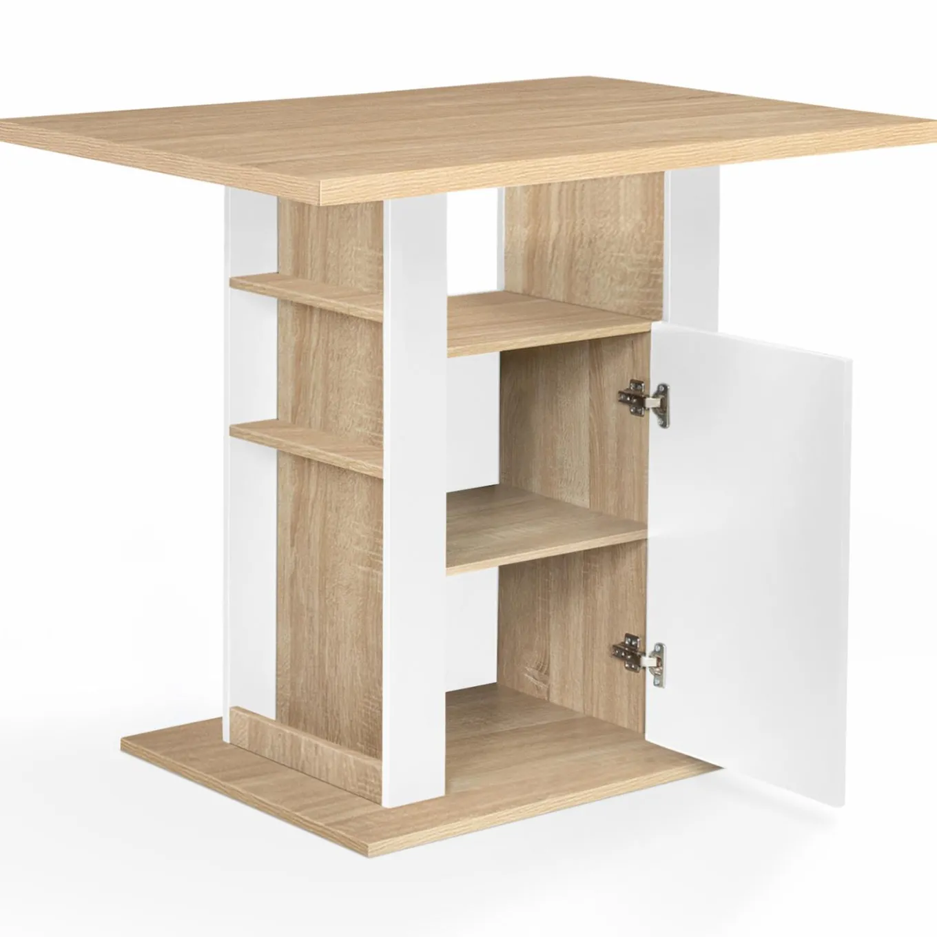 IDMarket Îlot central bois blanc et imitation hêtre 110 cm* Meubles Hauts|Collection Design