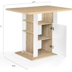 IDMarket Îlot central bois blanc et imitation hêtre 110 cm* Meubles Hauts|Collection Design