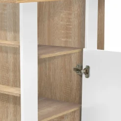 IDMarket Îlot central bois blanc et imitation hêtre 110 cm* Meubles Hauts|Collection Design