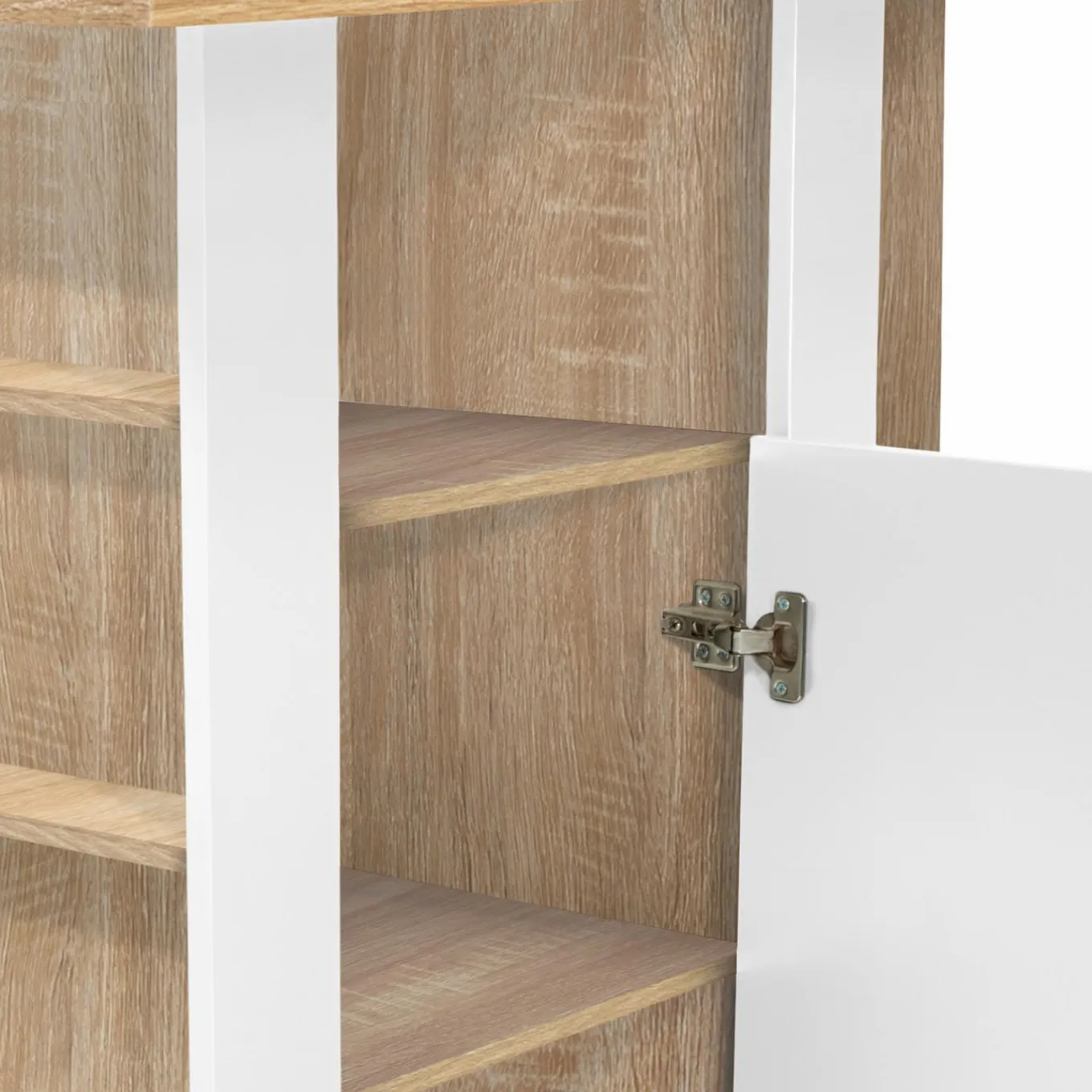 IDMarket Îlot central bois blanc et imitation hêtre 110 cm* Meubles Hauts|Collection Design