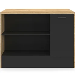 IDMarket Îlot central bois et noir avec une grande capacité de rangement* Meubles Hauts|Meubles En Bois