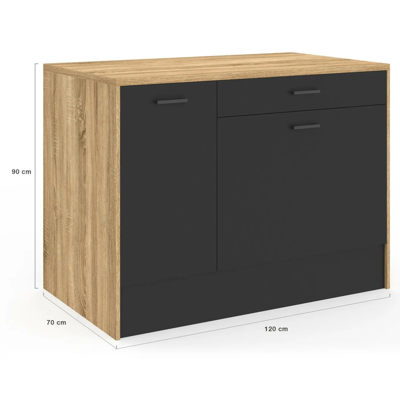 IDMarket Îlot central bois et noir avec une grande capacité de rangement* Meubles Hauts|Meubles En Bois