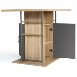 IDMarket Îlot central cuisine plateau bois imitation hêtre et gris 110 cm* Collection Design|Collection Moderne