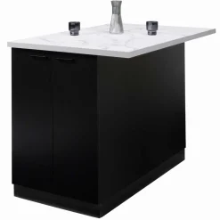 IDMarket Îlot central effet marbre et bois noir 120 cm* Collection Design|Collection Moderne