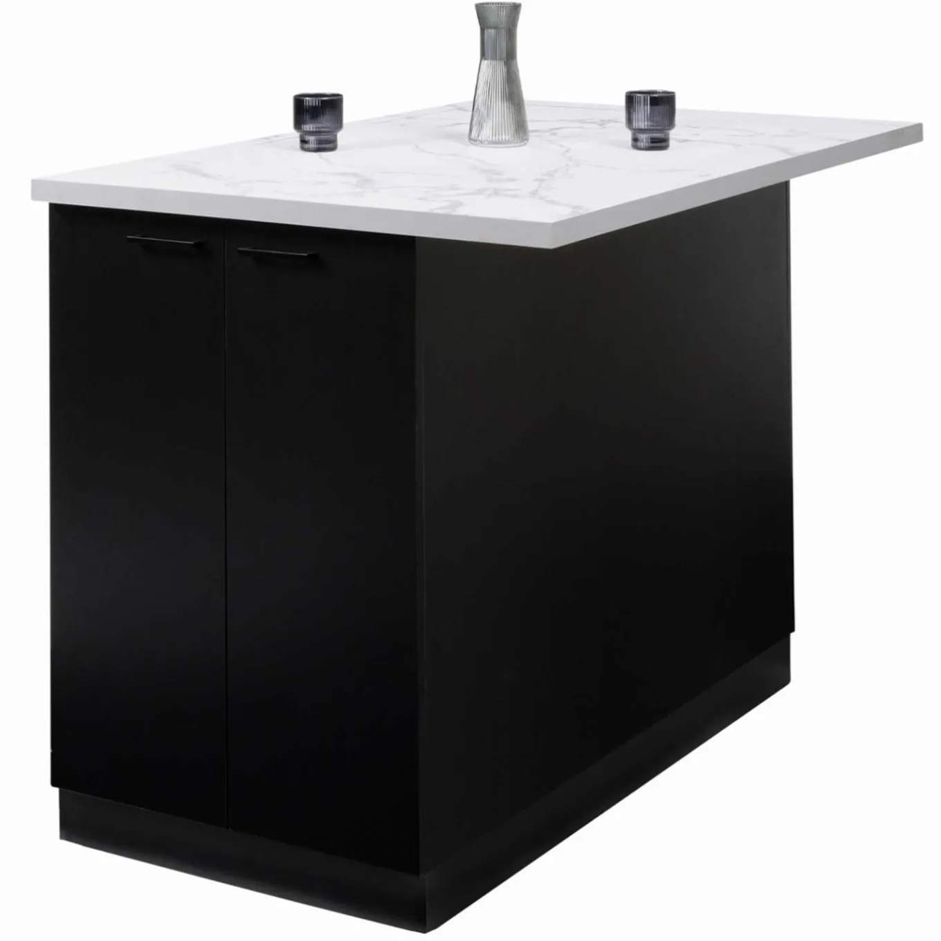 IDMarket Îlot central effet marbre et bois noir 120 cm* Collection Design|Collection Moderne