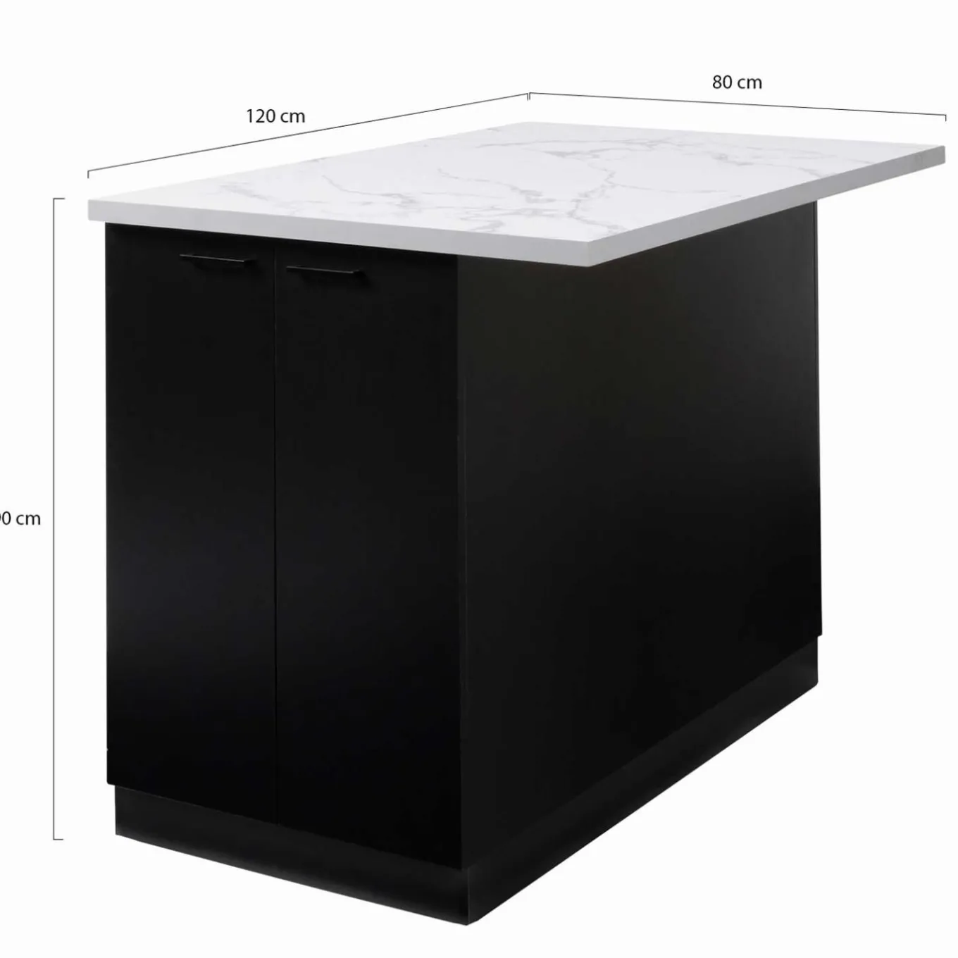 IDMarket Îlot central effet marbre et bois noir 120 cm* Collection Design|Collection Moderne