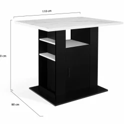 IDMarket Îlot central effet marbre et bois noir 110 cm* Collection Design|Collection Moderne