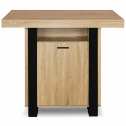IDMarket Îlot central industriel bois noir et imitation hêtre 110 cm* Meubles Hauts|Meubles En Bois