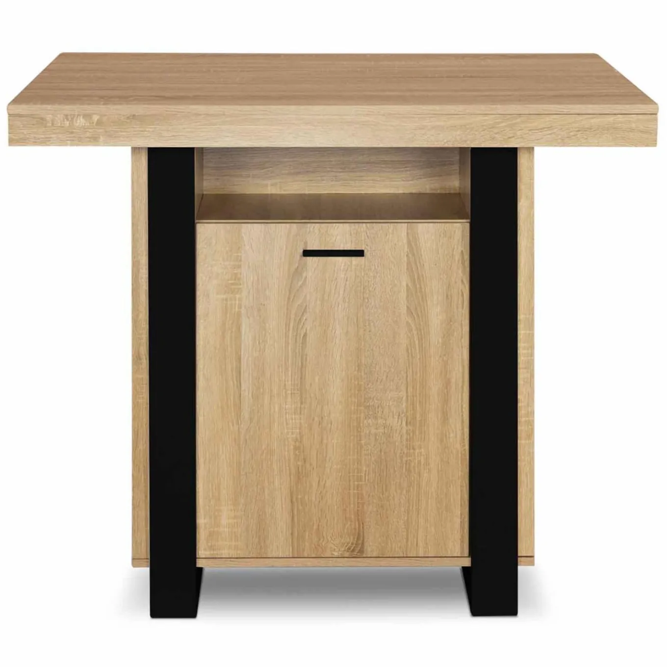IDMarket Îlot central industriel bois noir et imitation hêtre 110 cm* Meubles Hauts|Meubles En Bois