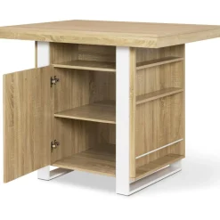 IDMarket Îlot central industriel bois blanc et imitation hêtre 110 cm* Collection Design|Collection Moderne