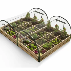 IDMarket Lot de 2 carrés potager en bois 12 compartiments* Carrés Potager