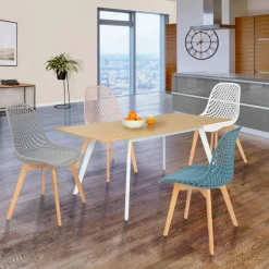 IDMarket Lot de 4 chaises ajourées dépareillées pastel design scandinave* Collection Scandinave|Salle À Manger Complète