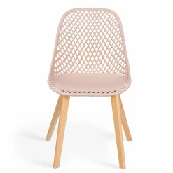 IDMarket Lot de 4 chaises ajourées dépareillées pastel design scandinave* Collection Scandinave|Salle À Manger Complète