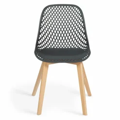 IDMarket Lot de 4 chaises ajourées grises design* Collection Scandinave|Salle À Manger Complète
