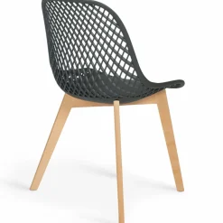 IDMarket Lot de 4 chaises ajourées grises design* Collection Scandinave|Salle À Manger Complète