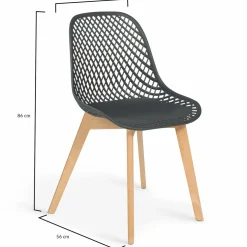 IDMarket Lot de 4 chaises ajourées grises design* Collection Scandinave|Salle À Manger Complète
