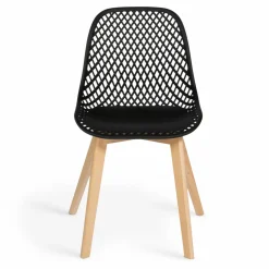 IDMarket Lot de 4 chaises ajourées noires design* Collection Scandinave|Salle À Manger Complète