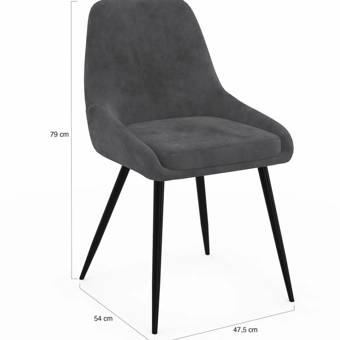 IDMarket Lot de 6 chaises avec accoudoirs en velours gris foncé* Collection Vintage|Chaises